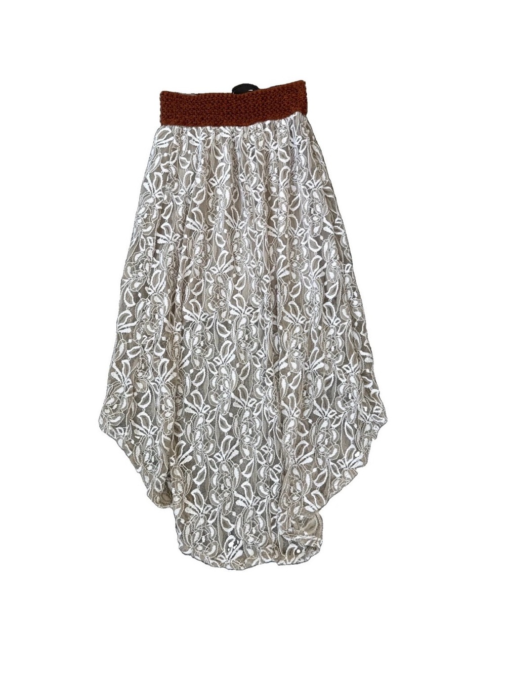 Rue-21 Lace High-Low Skirt Brown Belted Waist Medium - Picture 2 of 8